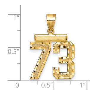14k Yellow Gold Medium Diamond-Cut Number 73 Charm