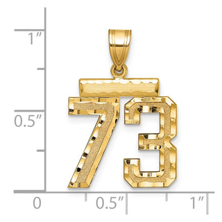 14k Yellow Gold Medium Diamond-Cut Number 73 Charm