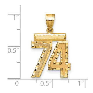 14k Yellow Gold Medium Diamond-Cut Number 74 Charm