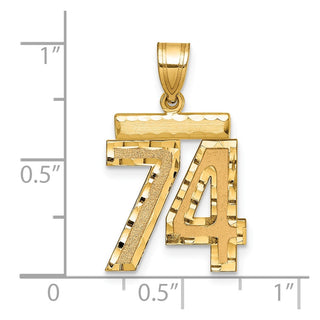 14k Yellow Gold Medium Diamond-Cut Number 74 Charm