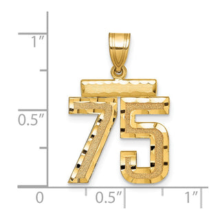 14k Yellow Gold Medium Diamond-Cut Number 75 Charm
