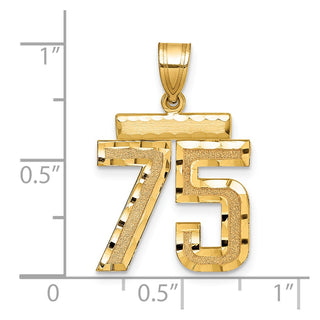 14k Yellow Gold Medium Diamond-Cut Number 75 Charm