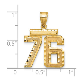 14k Yellow Gold Medium Diamond-Cut Number 76 Charm