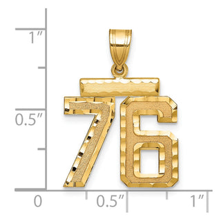 14k Yellow Gold Medium Diamond-Cut Number 76 Charm
