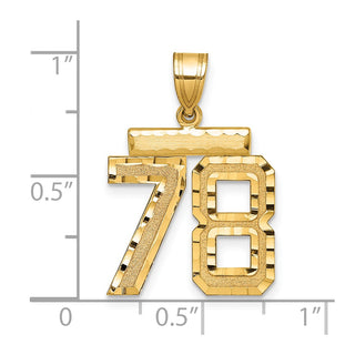 14k Yellow Gold Medium Diamond-Cut Number 78 Charm