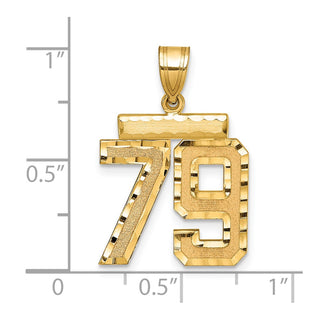 14k Yellow Gold Medium Diamond-Cut Number 79 Charm