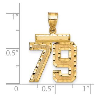 14k Yellow Gold Medium Diamond-Cut Number 79 Charm