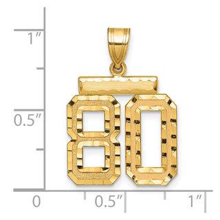 14k Yellow Gold Medium Diamond-Cut Number 80 Charm