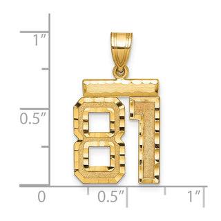 14k Yellow Gold Medium Diamond-Cut Number 81 Charm