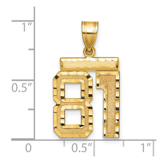 14k Yellow Gold Medium Diamond-Cut Number 81 Charm