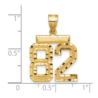 14k Yellow Gold Medium Diamond-Cut Number 82 Charm