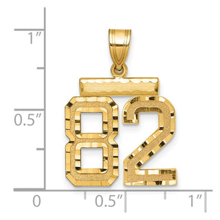 14k Yellow Gold Medium Diamond-Cut Number 82 Charm