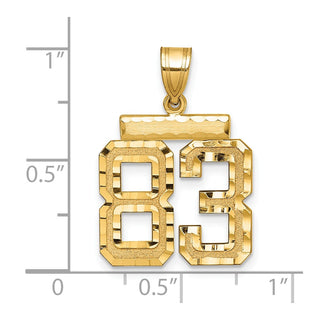 14k Yellow Gold Medium Diamond-Cut Number 83 Charm