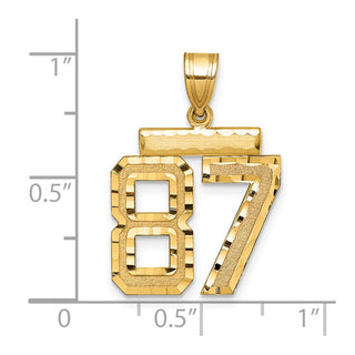 14k Yellow Gold Medium Diamond-cut Number 87 Charm MN87