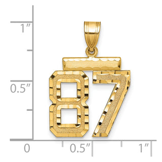 14k Yellow Gold Medium Diamond-cut Number 87 Charm MN87