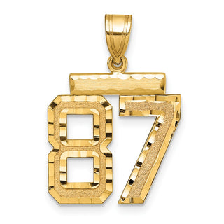14k Yellow Gold Medium Diamond-cut Number 87 Charm MN87