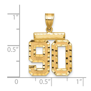 14k Yellow Gold Medium Diamond-Cut Number 90 Charm