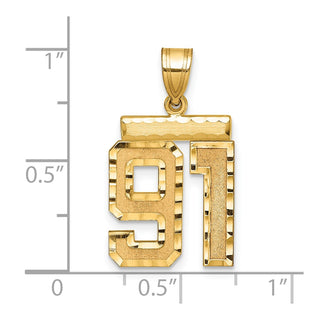 14k Yellow Gold Medium Diamond-Cut Number 91 Charm