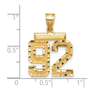 14k Yellow Gold Medium Diamond-Cut Number 92 Charm