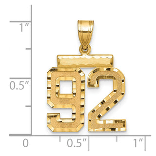 14k Yellow Gold Medium Diamond-Cut Number 92 Charm