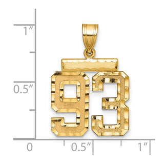 14k Yellow Gold Medium Diamond-Cut Number 93 Charm