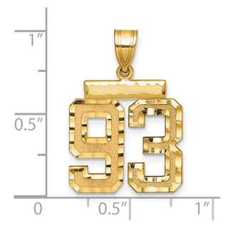 14k Yellow Gold Medium Diamond-Cut Number 93 Charm
