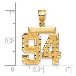 14k Yellow Gold Medium Diamond-Cut Number 94 Charm