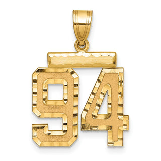 14k Yellow Gold Medium Diamond-Cut Number 94 Charm