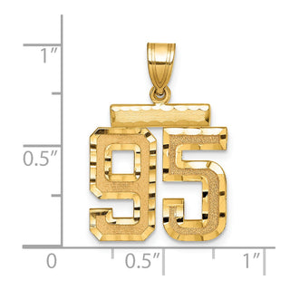 14k Yellow Gold Medium Diamond-Cut Number 95 Charm