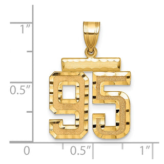 14k Yellow Gold Medium Diamond-Cut Number 95 Charm