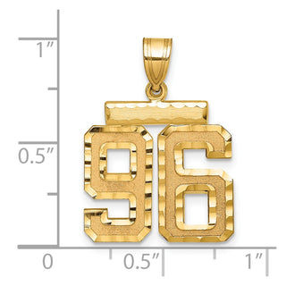 14k Yellow Gold Medium Diamond-Cut Number 96 Charm