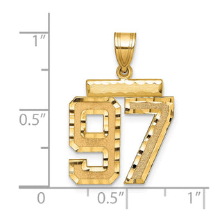 14k Yellow Gold Medium Diamond-Cut Number 97 Charm