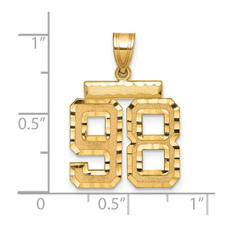 14k Yellow Gold Medium Diamond-Cut Number 98 Charm