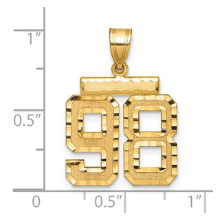 14k Yellow Gold Medium Diamond-Cut Number 98 Charm