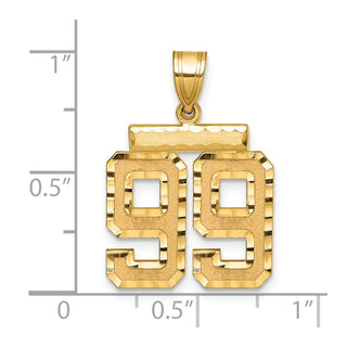 14k Yellow Gold Medium Diamond-Cut Number 99 Charm