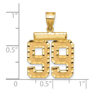 14k Yellow Gold Medium Diamond-Cut Number 99 Charm