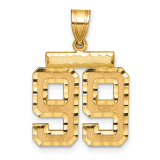 14k Yellow Gold Medium Diamond-Cut Number 99 Charm