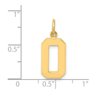 14k Yellow Gold Casted Medium Polished Number 0 Charm