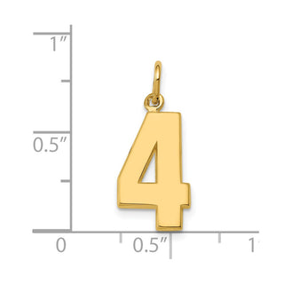 14k Yellow Gold Casted Medium Polished Number 4 Pendant