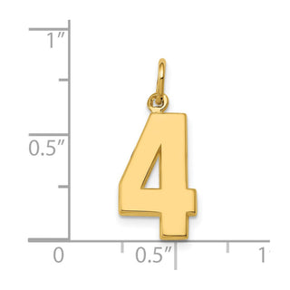 14k Yellow Gold Casted Medium Polished Number 4 Charm