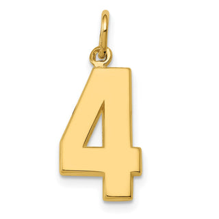 14k Yellow Gold Casted Medium Polished Number 4 Pendant