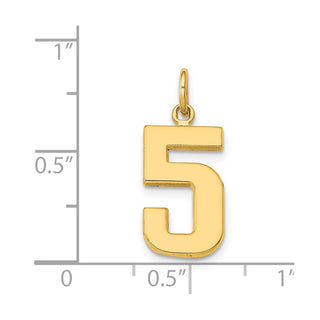 14k Yellow Gold Casted Medium Polished Number 5 Pendant