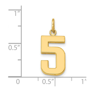 14k Yellow Gold Casted Medium Polished Number 5 Charm