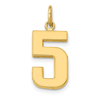 14k Yellow Gold Casted Medium Polished Number 5 Pendant