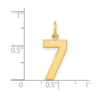 14k Yellow Gold Casted Medium Polished Number 7 Pendant