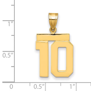 14k Yellow Gold Medium Polished Number 10 Pendant MP10