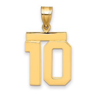 14k Yellow Gold Medium Polished Number 10 Pendant MP10