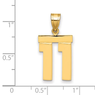 14k Yellow Gold Medium Polished Number 11 Pendant MP11