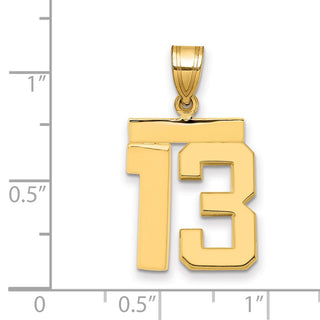 14k Yellow Gold Medium Polished Number 13 Pendant MP13