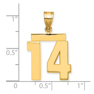 14k Yellow Gold Medium Polished Number 14 Pendant MP14